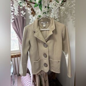 neon buddha Cream Button-Front Blazer Jacket